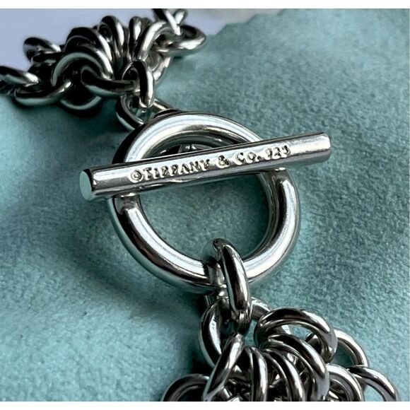 Vintage Tiffany & Co Puffed Heart Multi 5 Strand Chain Toggle Clasp Bracelet - Picture 9 of 13